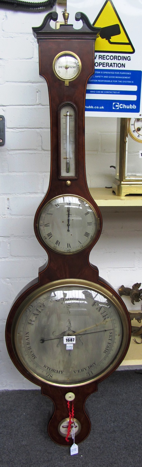 Appraisal: A large Victorian mahogany and line inlaid wheel barometer by