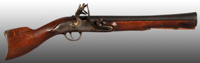 Appraisal: Middle Eastern Flintlock Pistol Description Blunderbuss barrel with etching as