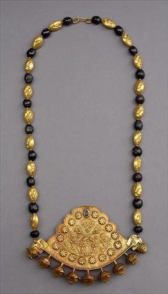 Appraisal: Islamic Garnet Bead Gold-Tone Necklace