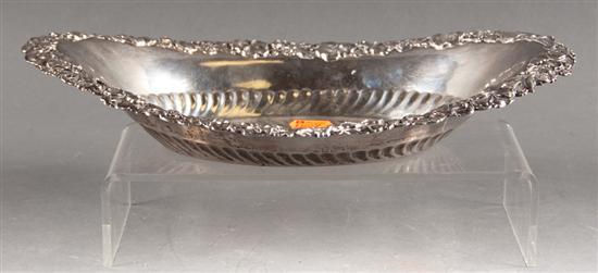 Appraisal: American silver oval bread tray Alvin with reticulated repousse silver