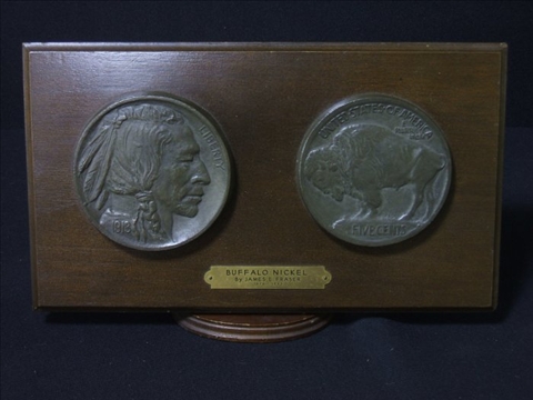 Appraisal: COMMEMORATIVE BUFFALO NICKEL PLAQUE Made by Syracuse University in marked