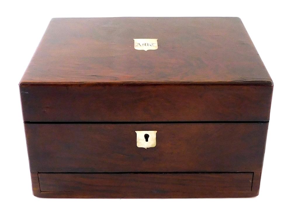 Appraisal: Rosewood vanity and writing box English early Victorian c inlaid