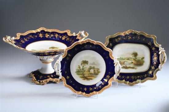 Appraisal: SEVEN-PIECE COALPORT PORCELAIN PARTIAL DESSERT SERVICE WITH LANDSCAPE SCENES Circa