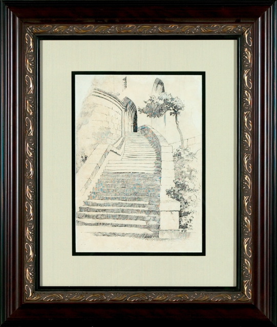 Appraisal: William Woodward American New Orleans - Stairway at Avignon pen