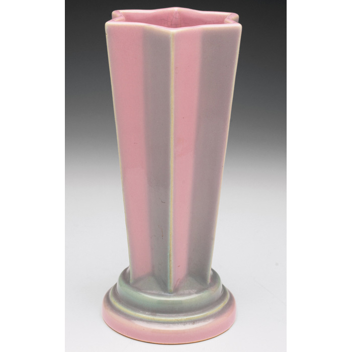 Appraisal: Roseville Futura vase pleated-star shape under a pink and green