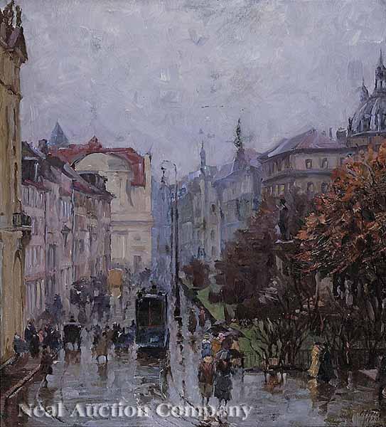 Appraisal: Charles G Vetter German - Rainy Day City Streets oil