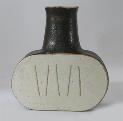 Appraisal: A Gambone Studio stoneware vase square neck on elliptical body