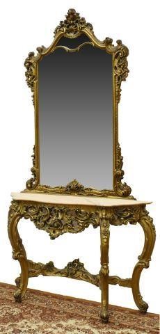 Appraisal: Italian Louis XV style carved giltwood console table and mirror