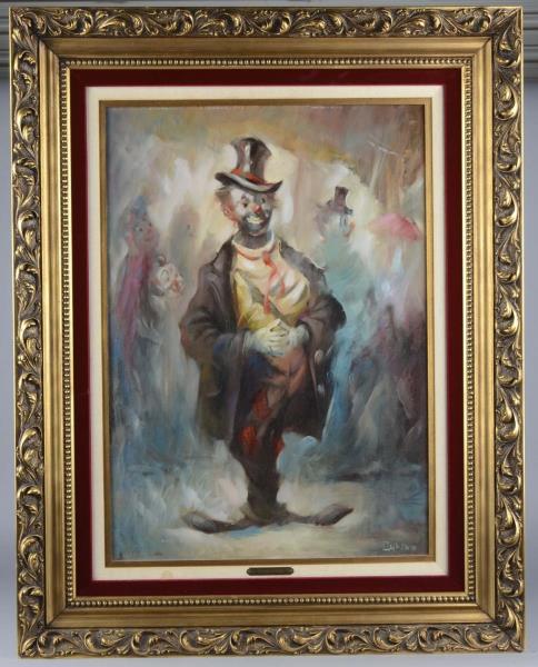 Appraisal: Large Clown With Friends Painting By Julian Original oil painting