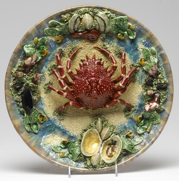 Appraisal: PALISSY WARE Charger with crab and sea life design Stamped