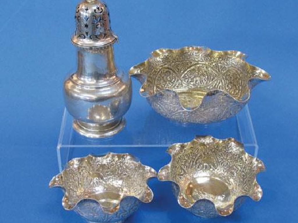 Appraisal: A GEORGE V SUGAR CASTOR of baluster form with a