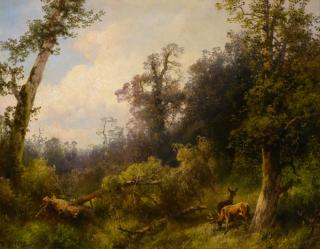 Appraisal: Hermann Herzog - Deer in the Forestoil on canvas inchessigned