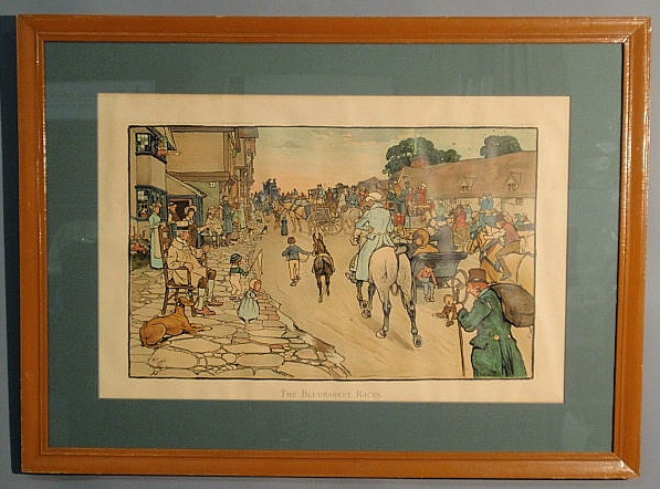 Appraisal: Framed Cecil Aldin print The Bluemarket Races published by Lawrence