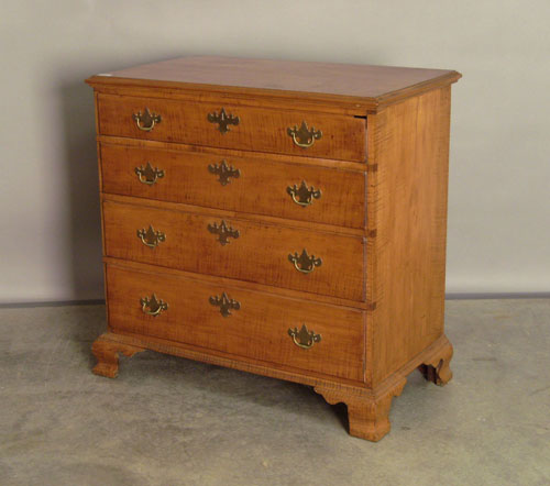 Appraisal: Chippendale tiger maple chest of drawers h w