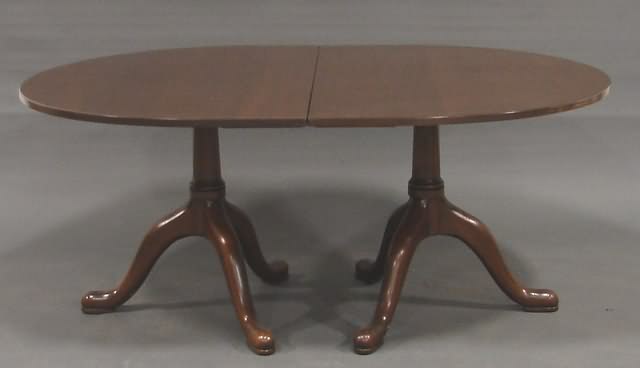 Appraisal: Oval top twin cabriole tripod pedestals snake-head feet Colonial Williamsburg