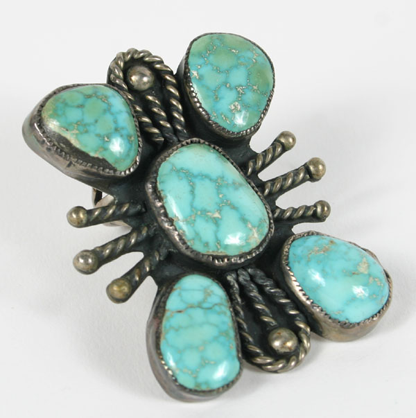 Appraisal: Large vintage Native American sterling and turquoise ring stones with