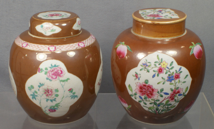 Appraisal: Chinese export porcelain Batavia ware ginger jars both with famille