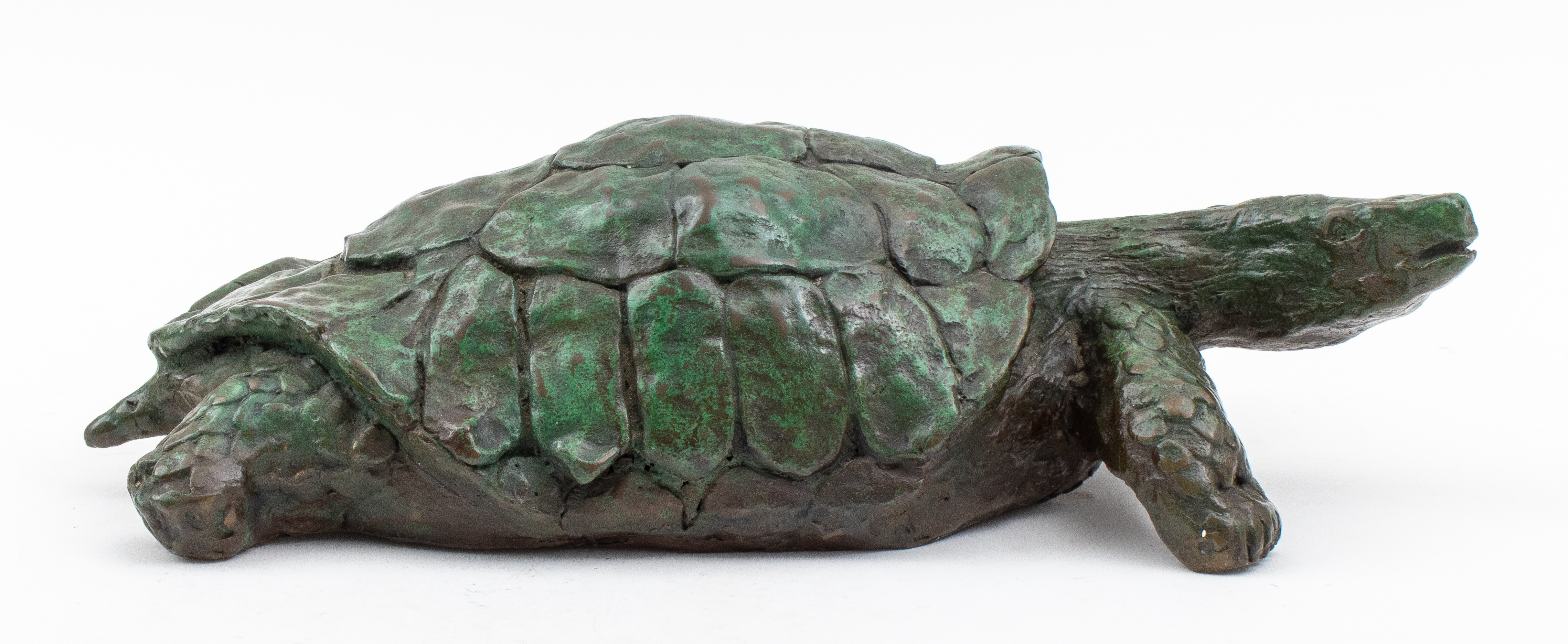 Appraisal: PATINATED BRONZE SCULPTURE OF A TURTLE TH C Patinated bronze