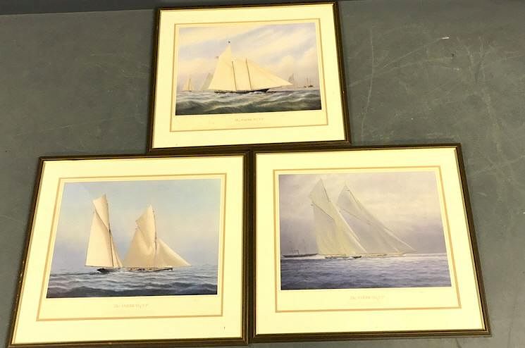 Appraisal: Three America's Cup Prints Three America's Cup proof prints signed