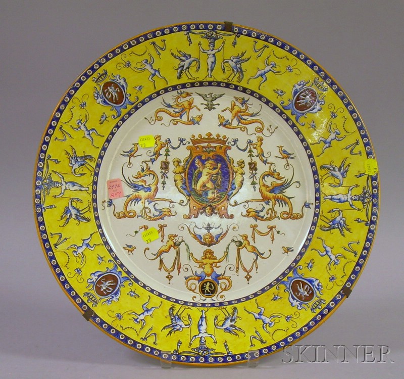 Appraisal: Gien Hand-painted Faience Charger dia in