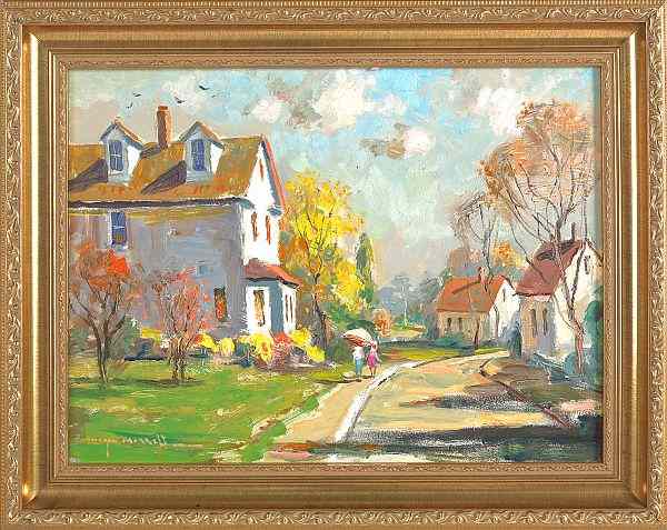 Appraisal: Wayne Beam Morrell American b oil on board street scene