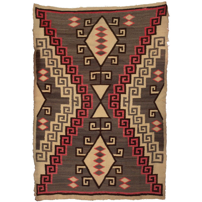 Appraisal: Navajo rug ca diamond pattern in red gray and brown