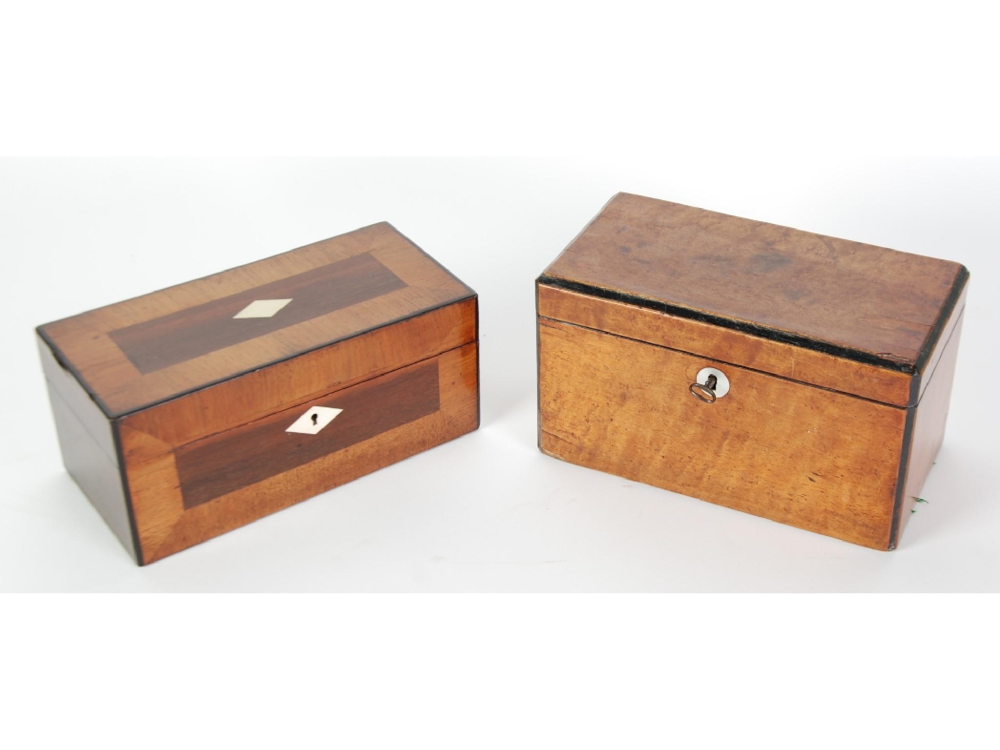 Appraisal: NINETEENTH CENTURY BIRDS EYE MAPLE TEA CADDY typical form with