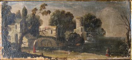 Appraisal: ITALIAN SCHOOL th century three of landscapes LANDSCAPE WITH FIGURES