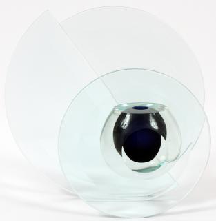 Appraisal: RICHARD SILVER CLEAR AND COBALT GLASS SCULPTURE RICHARD SILVER CLEAR