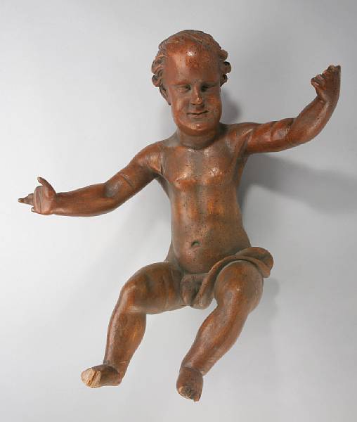 Appraisal: A German Baroque carved figure of a putti th century