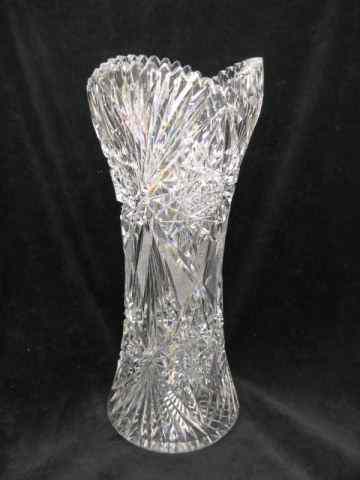 Appraisal: Maple Leaf Cut Glass Vase starburst ray fan '' signed