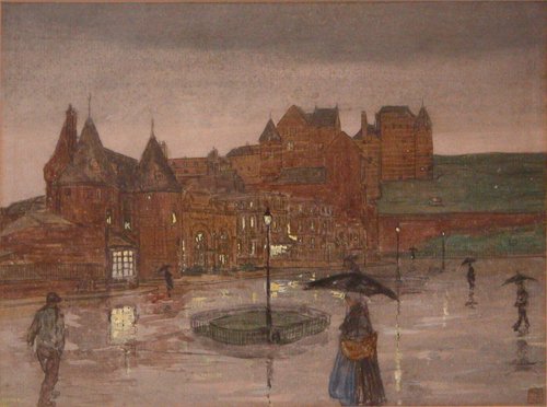 Appraisal: Artist Jungmann Nico Wilhelm Dutch - Title Rainy Square at