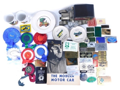 Appraisal: A group of automobilia related trophies cups plates and badges