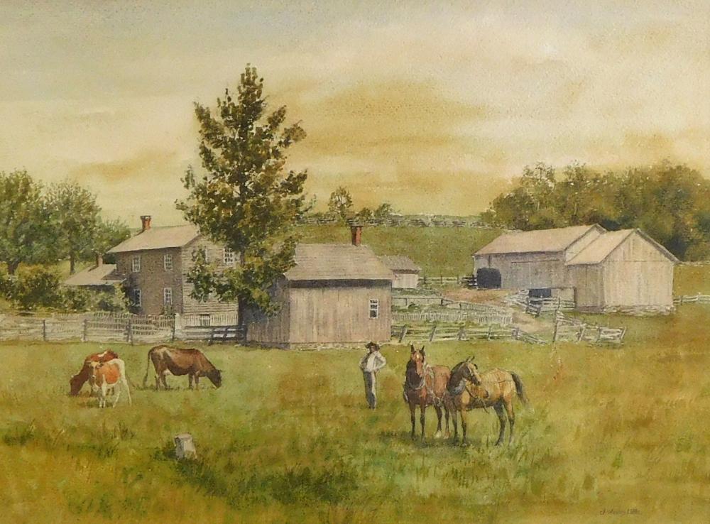 Appraisal: John Wesley Little American - untitled watercolor on paper pastoral