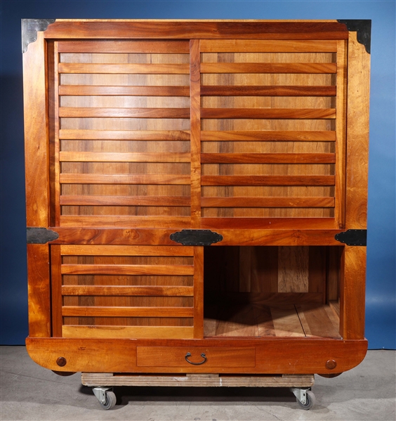 Appraisal: Large custom Martin and MacArthur Japanese koa wood kitchen tansu