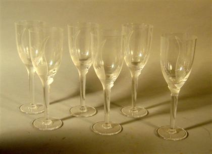 Appraisal: Set of six Lalique 'Ange' pattern champagne glasses designed by