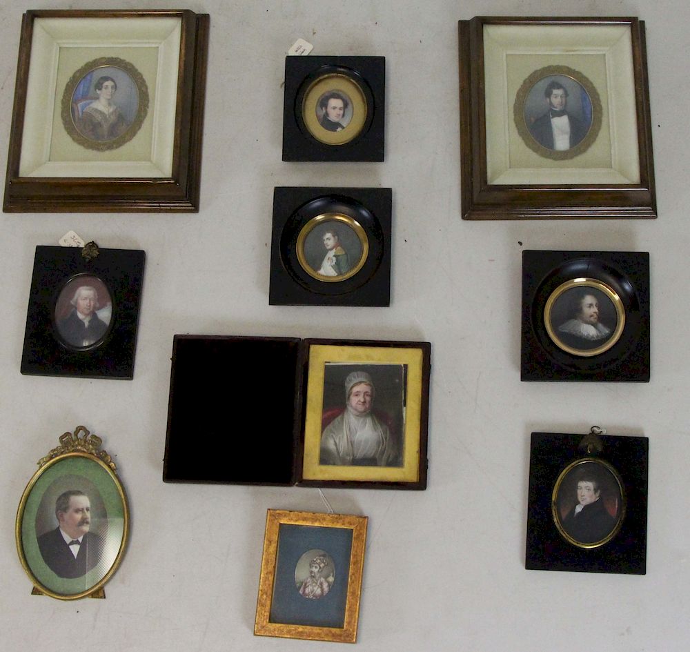 Appraisal: Grouping of Portrait Miniatures To include Portrait of Gentleman with