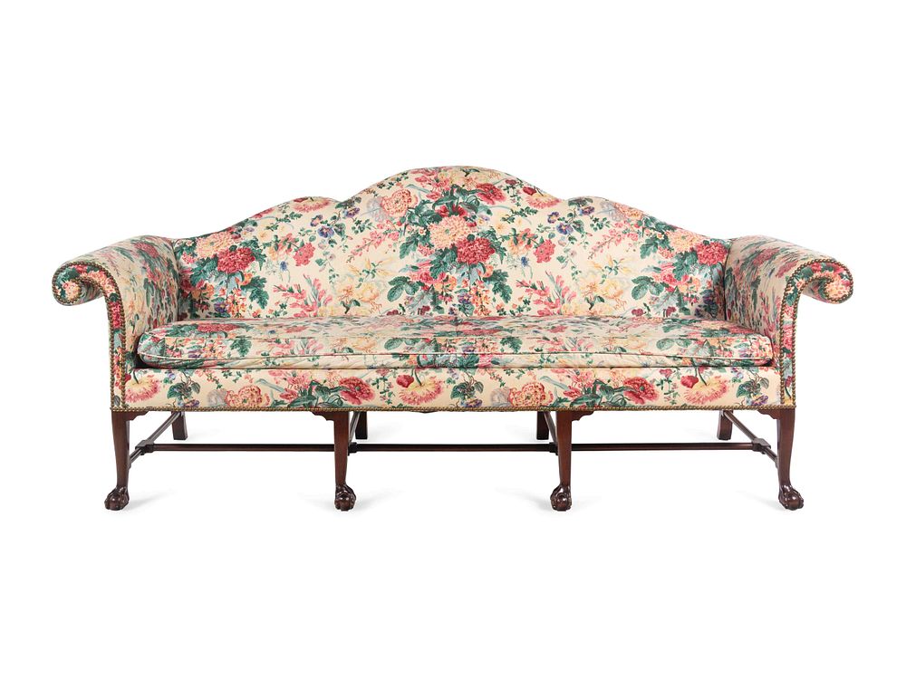 Appraisal: An Irish George III Style Mahogany Camelback Sofa An Irish