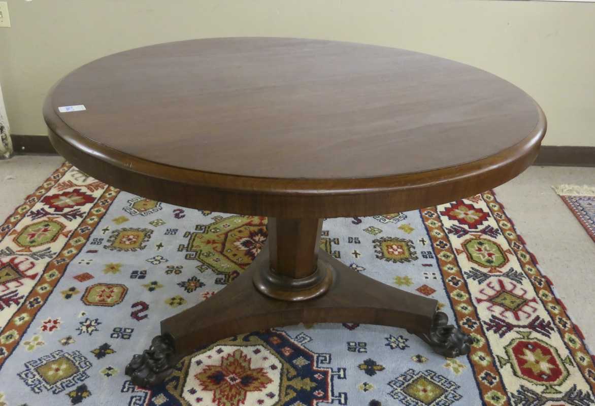 Appraisal: ROUND VICTORIAN MAHOGANY TILT-TOP CENTER TABLE English th century the