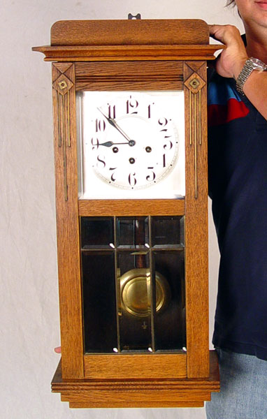 Appraisal: JUNGHANS DECO STYLE OAK WALL CLOCK day clock oak case