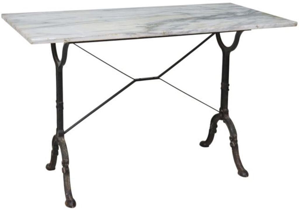 Appraisal: French bistro table th c having rectangular marble top rising