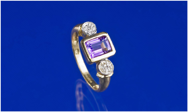 Appraisal: ct Gold Diamond And Amethyst Dress Ring Central Baguette Cut