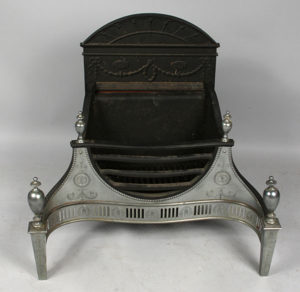 Appraisal: Cast iron fireplace grate and fireback h x w x