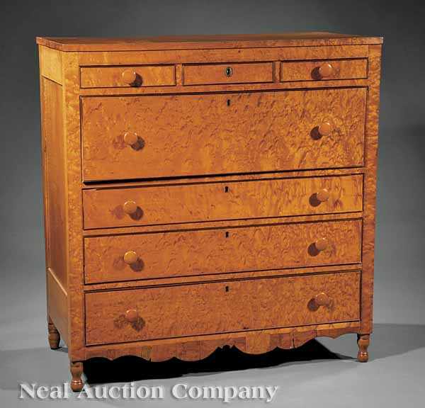 Appraisal: An American Late Classical Birdseye Maple Butler's Desk early th