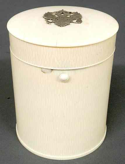 Appraisal: Rare Russian cylindrical form ivory tea caddy th c the