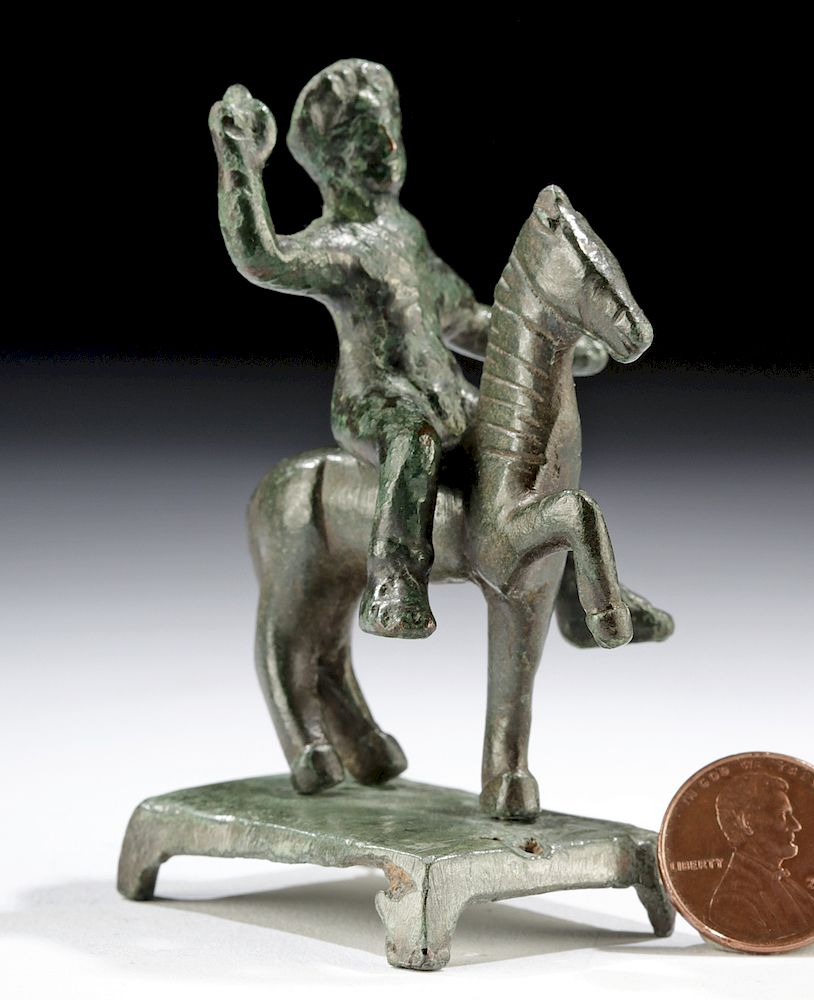 Appraisal: Miniature Thracian Bronze Horse and Rider Eastern or Southeastern Europe