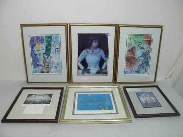 Appraisal: Four Marc Chagall signed lithographs All framed matted and under