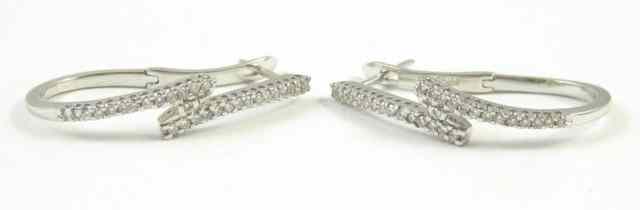 Appraisal: PAIR OF DIAMOND HOOP EARRINGS each k white gold set