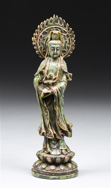 Appraisal: Chinese carved hardstone figure with flaming halo overall good condition