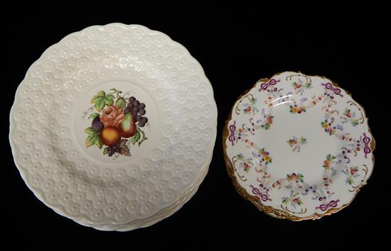 Appraisal: Flower-themed china twenty-two pieces twelve Copeland Spode luncheon plates decorated